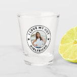 I Love My Hot Girlfriend Simple Personalised Photo Shot Glass<br><div class="desc">Shot Glass With Personalised "I Love my Hot Girlfriend" custom text design that you can use to create your own "I love my girlfriend" bar cart and party accessories. Colours and fonts can be edited, just click 'customise further' for full design control. This style is perfect for a simple, minimal,...</div>