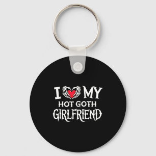I Love My Hot Goth Gf Skeleton Hand Heart Valentin Key Ring
