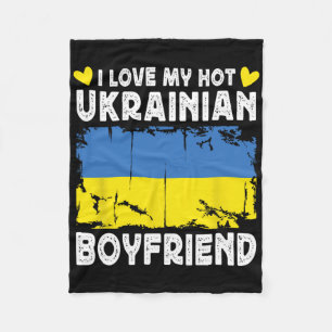I Love My Hot Ukrainian Boyfriend Couple Ukraine F Fleece Blanket