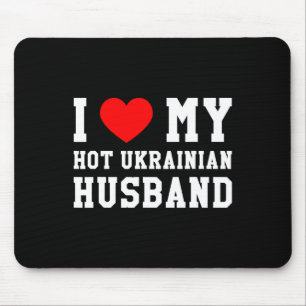 I Love My Hot Ukrainian Husbynd Red Heart Mouse Mat
