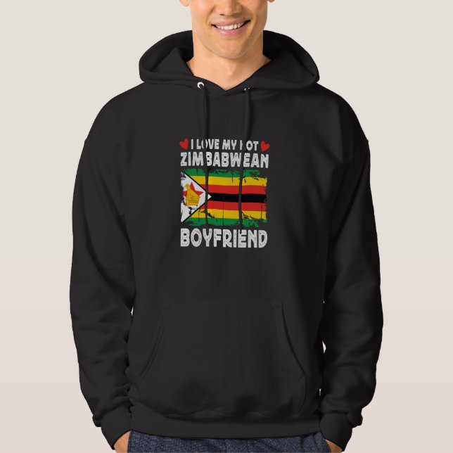 I Love My Hot Zimbabwean Boyfriend Couple Zimbabwe Hoodie (Front)