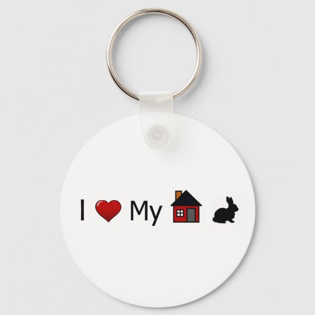 "I Love My House Rabbit" Keychain (Front)