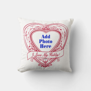 I Love My Hubby! Photo Red Hearts Cushion