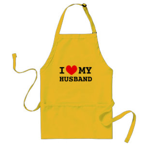 I love my husband aprons for women