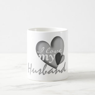 I love my husband black & white heart mugs
