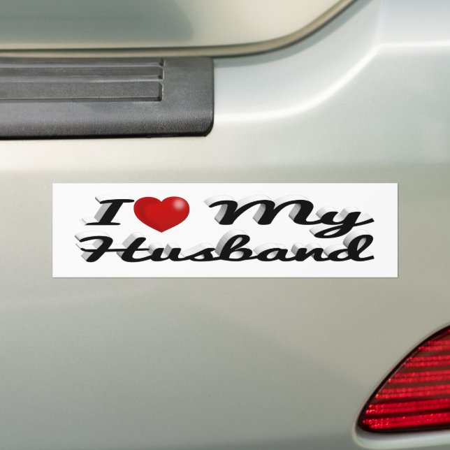 I Love My Husband cute black text Bumper Sticker (On Car)