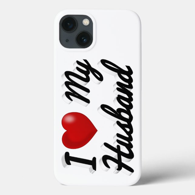 I Love My Husband cute black text iPhone Case (Back)