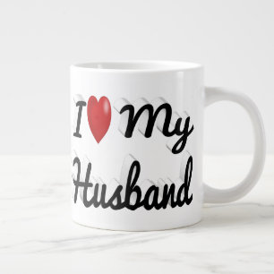 I Love My Husband cute black text Large Coffee Mug