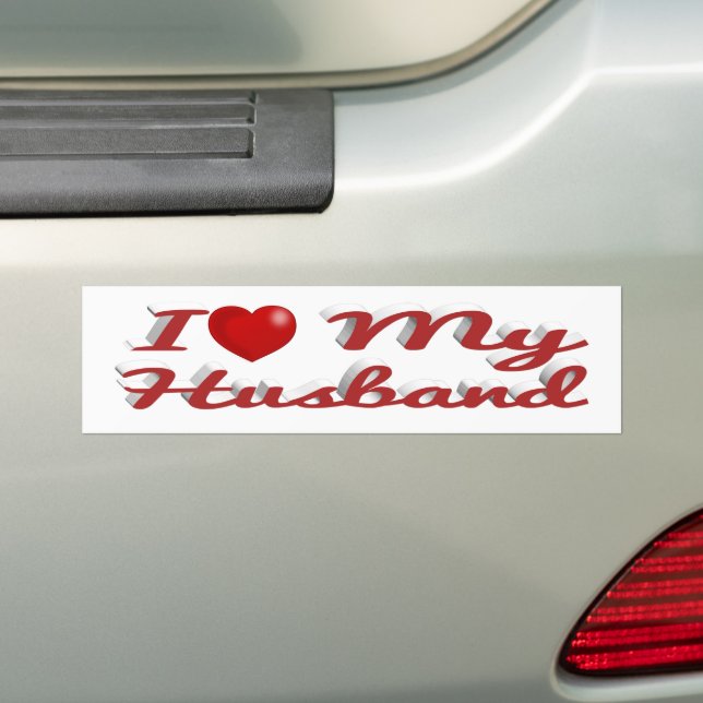 I Love My Husband cute red text Bumper Sticker (On Car)