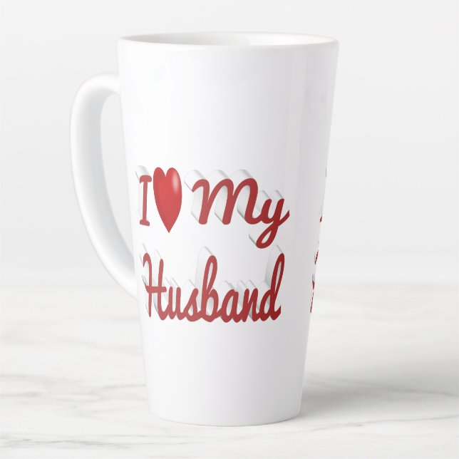 I Love My Husband cute red text  Latte Mug (Left Angle)