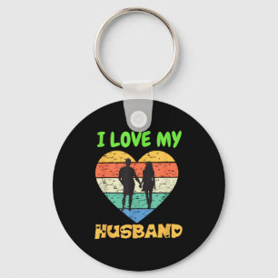 I Love My Husband Funny Retro Wife Valentines Day Key Ring