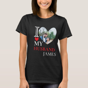 I Love My Husband Heart Custom Personalised Photo  T-Shirt