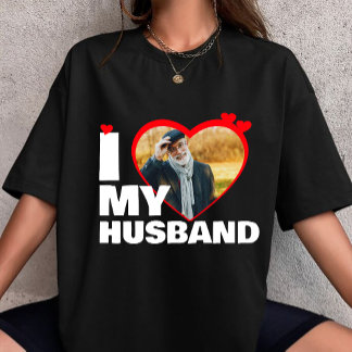 I Love My Husband Heart Custom Personalised Photo T-Shirt