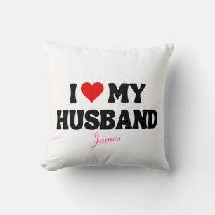 I Love My Husband Heart Romantic Custom Name Cushion