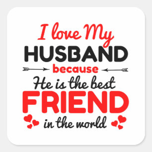 I love my husband square sticker