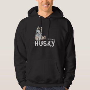 I Love My Husky Cute Sled Dog Siberian Husky  1 Hoodie