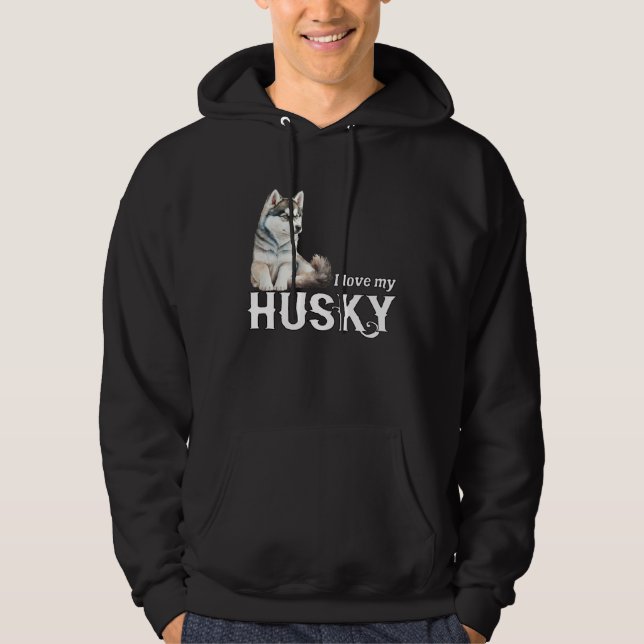 I Love My Husky Cute Sled Dog Siberian Husky  1 Hoodie (Front)