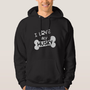 I Love My Husky For Dog  Paw Print  Husky Hoodie