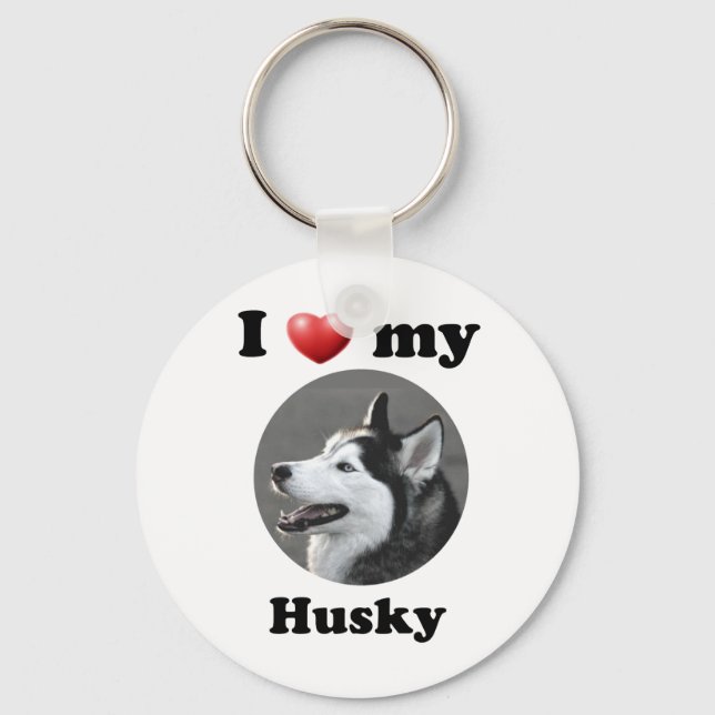 I Love My Husky Key Ring (Front)