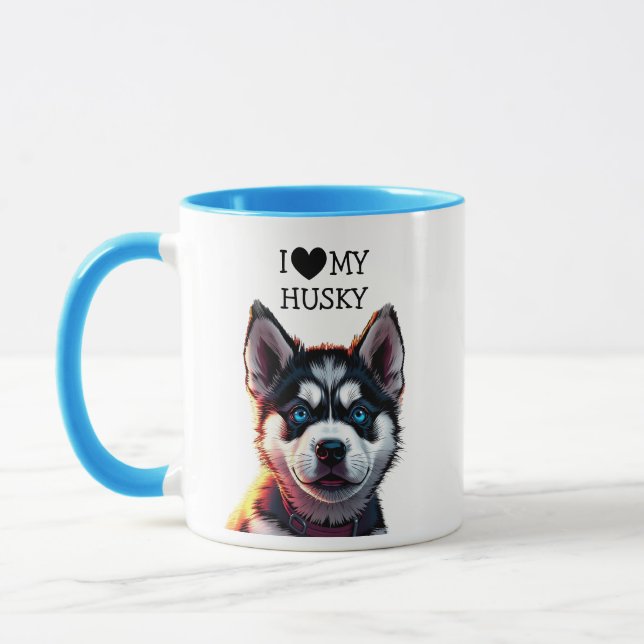 I Love My Husky Personalised Mug (Left)