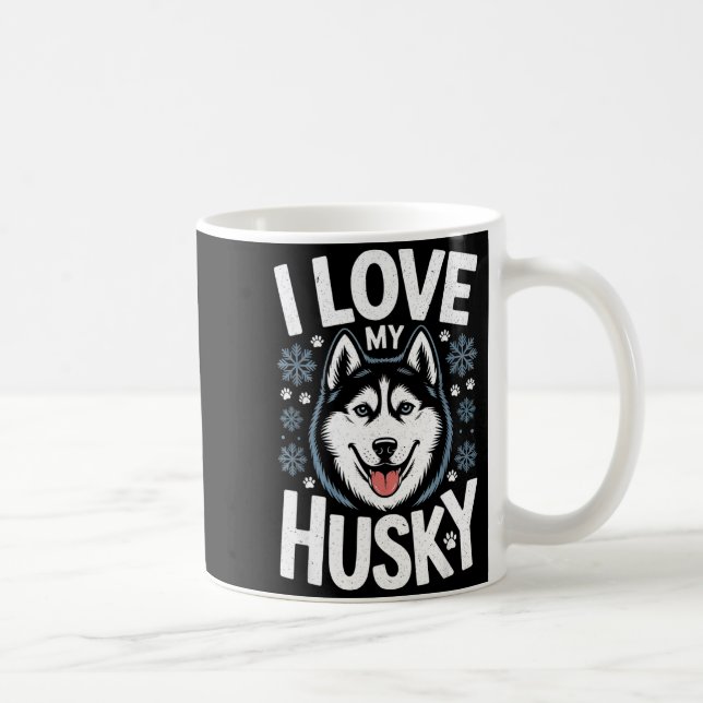 I Love My Husky - Saying Siberian Puppy Animal Paw Coffee Mug (Right)