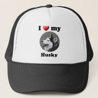 I Love My Husky Trucker Hat
