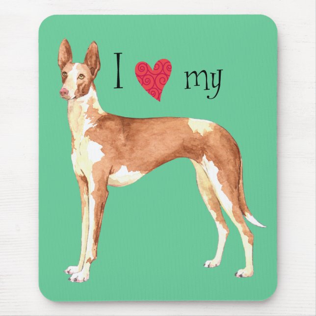 I Love my Ibizan Hound Mouse Mat (Front)