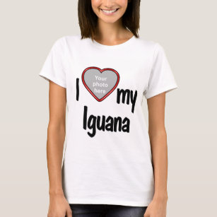 I Love My Iguana - Cute Red Heart Photo Frame T-Shirt