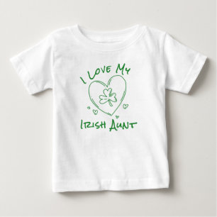 I Love My Irish Aunt Cute Shamrock Heart Custom Baby T-Shirt