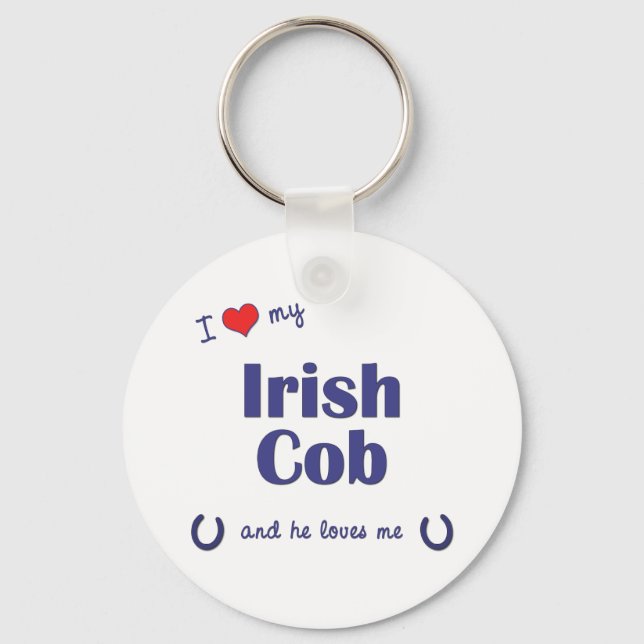 I Love My Irish Cob (Male Horse) Key Ring (Front)