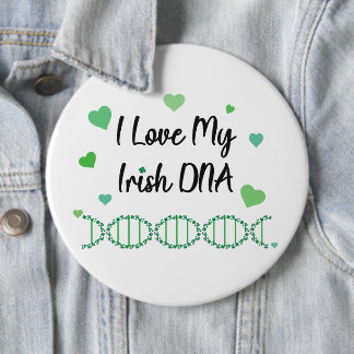 I Love My Irish DNA Shamrock Button