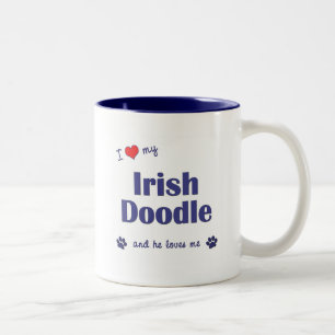 I Love My Irish Doodle (Male Dog) Two-Tone Coffee Mug