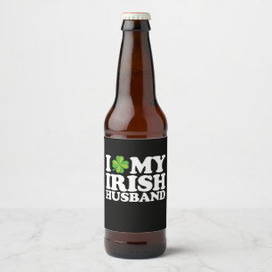 I Love My Irish Husband Couple St Patrick's Day Beer Bottle Label
