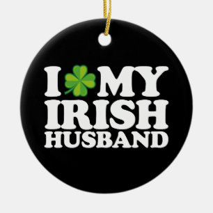 I Love My Irish Husband Couple St Patrick's Day Ceramic Tree Decoration