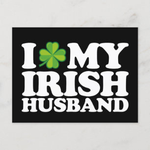 I Love My Irish Husband Couple St Patrick's Day Postcard