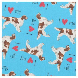 I Love my Irish Red and White Setter Fabric