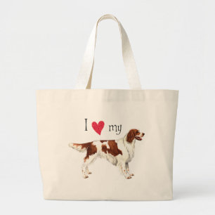 I Love my Irish Red and White Setter Large Tote Bag