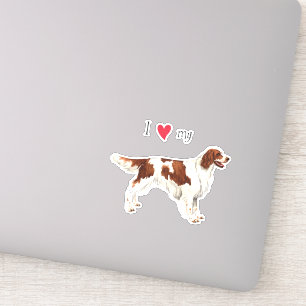 I Love my Irish Red and White Setter Vinyl Sticker