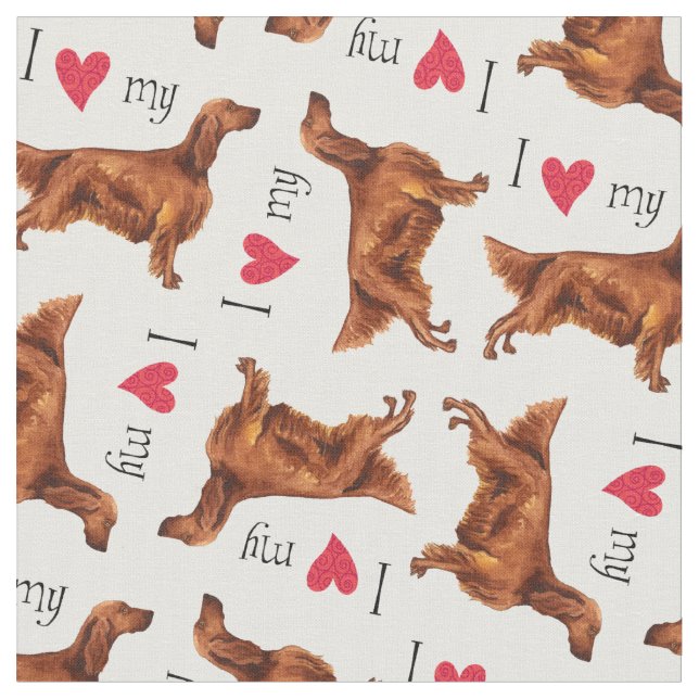 I Love my Irish Setter Fabric (Close Up)