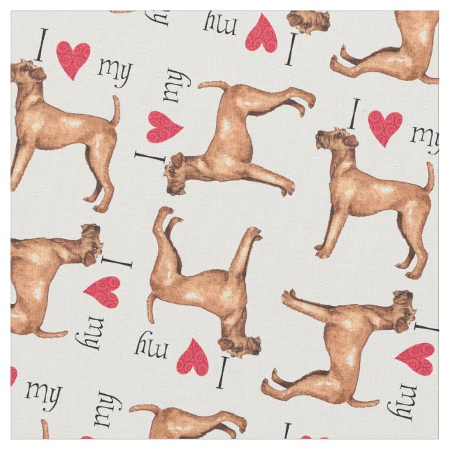 I Love my Irish Terrier Fabric (Close Up)