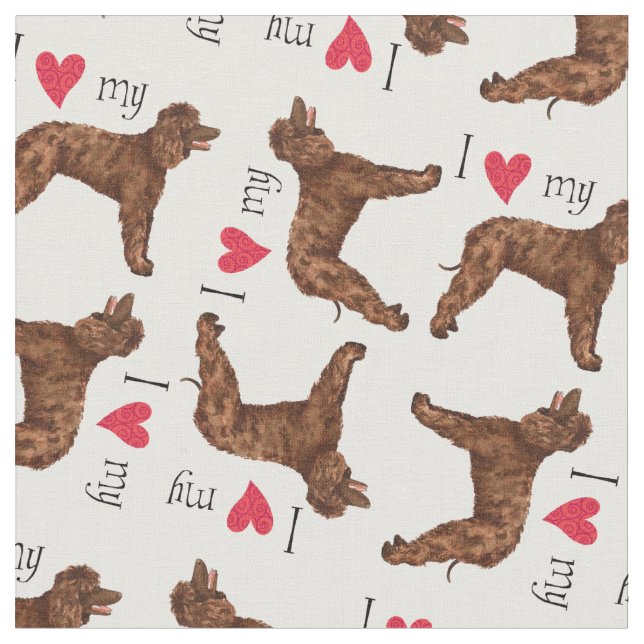 I Love my Irish Water Spaniel Fabric (Close Up)