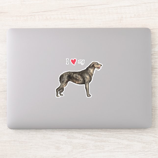 I Love my Irish Wolfhound Vinyl Sticker (Computer)
