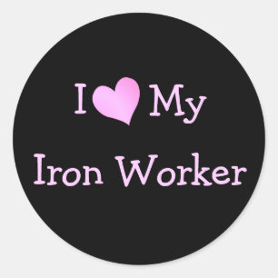 I Love My Iron Worker Classic Round Sticker