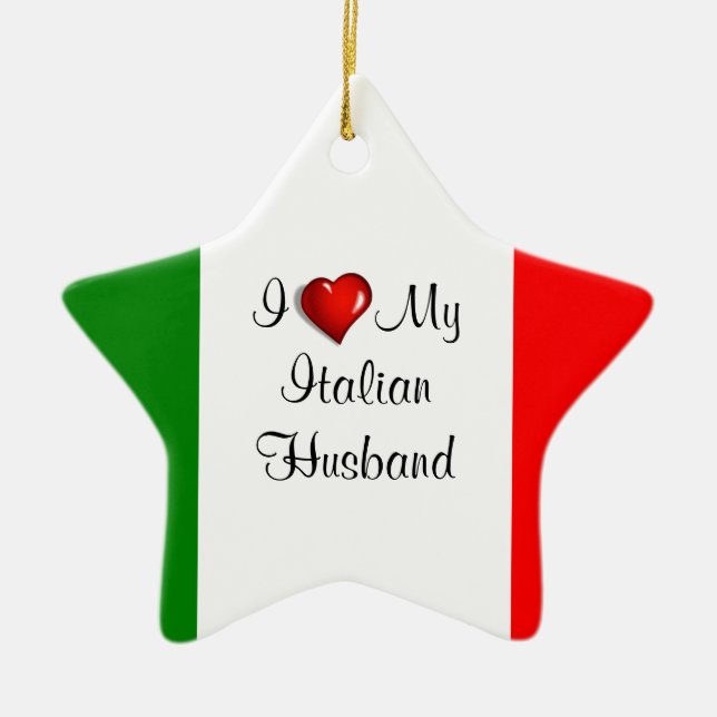I Love My Italian Husband Ceramic Tree Decoration (Front)