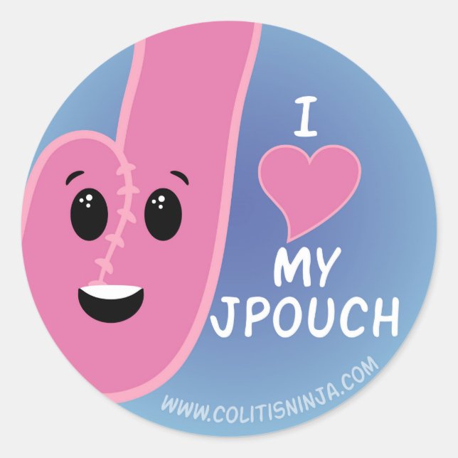 I Love My J-Pouch Stickers! Classic Round Sticker (Front)