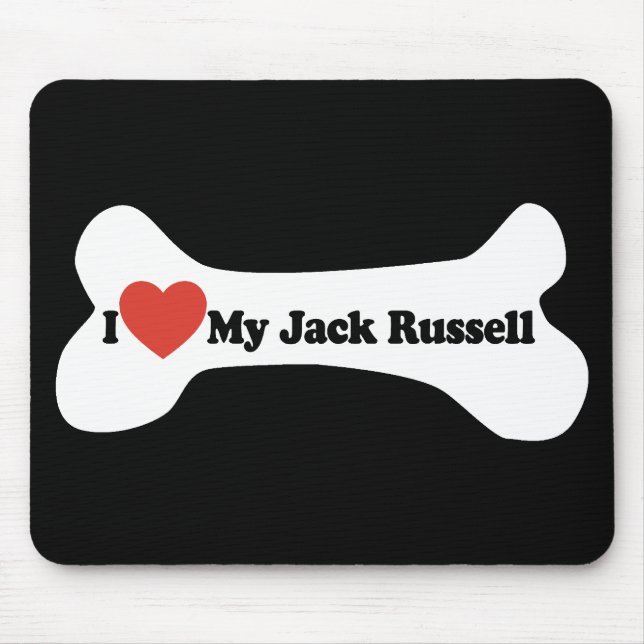 I Love My Jack Russell  - Dog Bone Mouse Mat (Front)