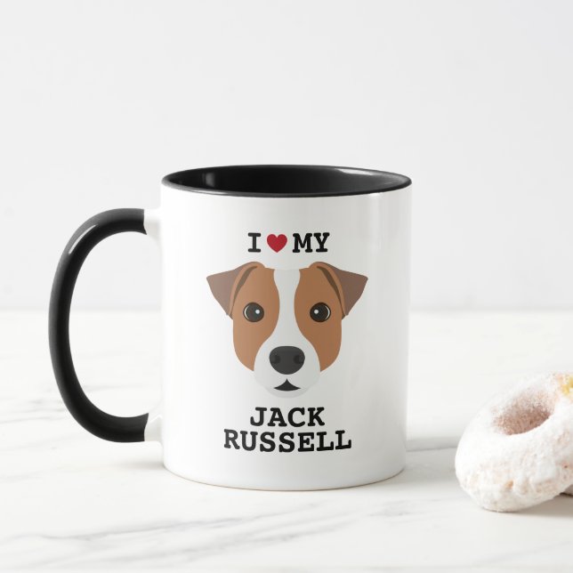 I Love My Jack Russell Dog Coffee Mug (With Donut)