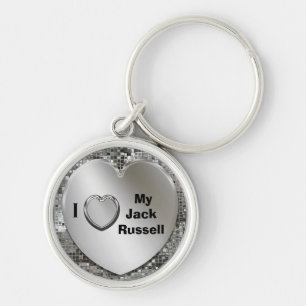 I Love My Jack Russell Heart Keychain