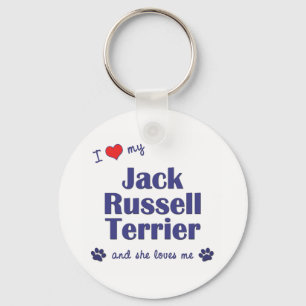 I Love My Jack Russell Terrier (Female Dog) Key Ring