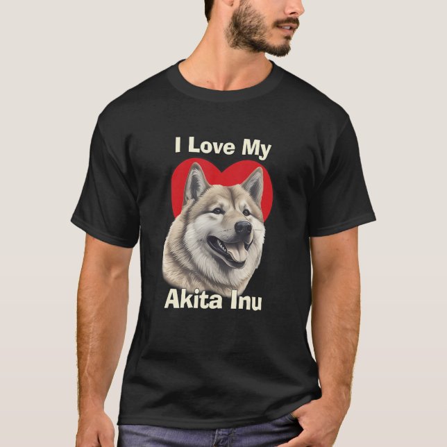 I Love My Japanese Akitainu Akita Inu Puppy Dog T-Shirt (Front)